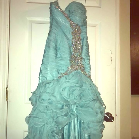 Blue high low prom dress - Picture 1 of 3